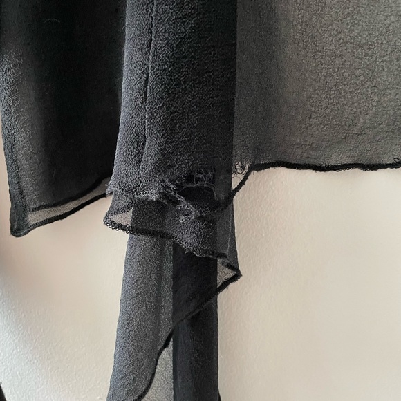 Coco & Tashi black mesh sheer tie up blouse shirt top size small full arm ripped - Picture 3 of 4